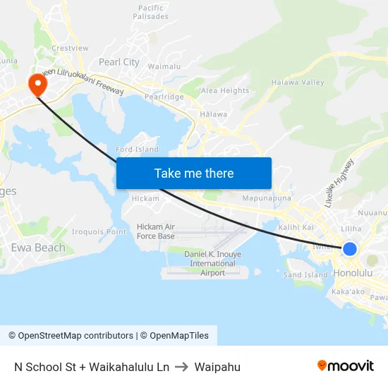 N School St + Waikahalulu Ln to Waipahu map