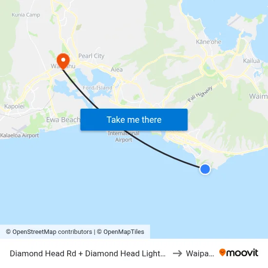 Diamond Head Rd + Diamond Head Lighthouse to Waipahu map