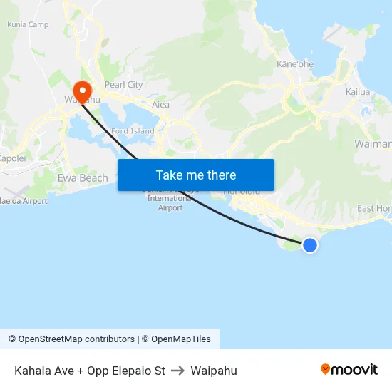 Kahala Ave + Opp Elepaio St to Waipahu map