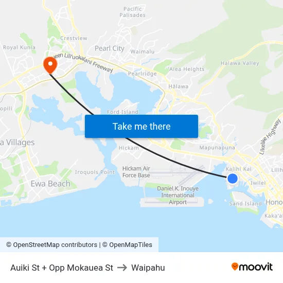 Auiki St + Opp Mokauea St to Waipahu map