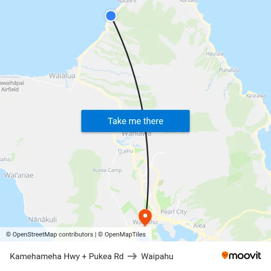Kamehameha Hwy + Pukea Rd to Waipahu map