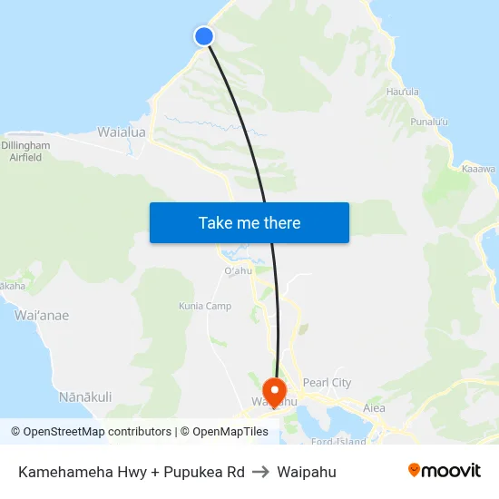 Kamehameha Hwy + Pupukea Rd to Waipahu map