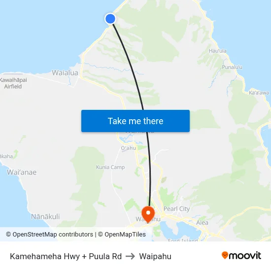 Kamehameha Hwy + Puula Rd to Waipahu map