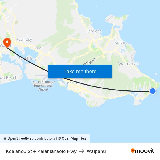 Kealahou St + Kalanianaole Hwy to Waipahu map
