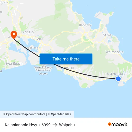 Kalanianaole Hwy + 6999 to Waipahu map