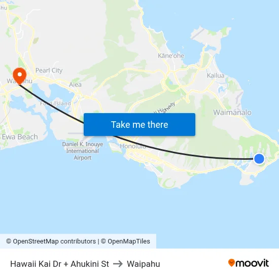 Hawaii Kai Dr + Ahukini St to Waipahu map