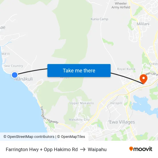 Farrington Hwy + Opp Hakimo Rd to Waipahu map
