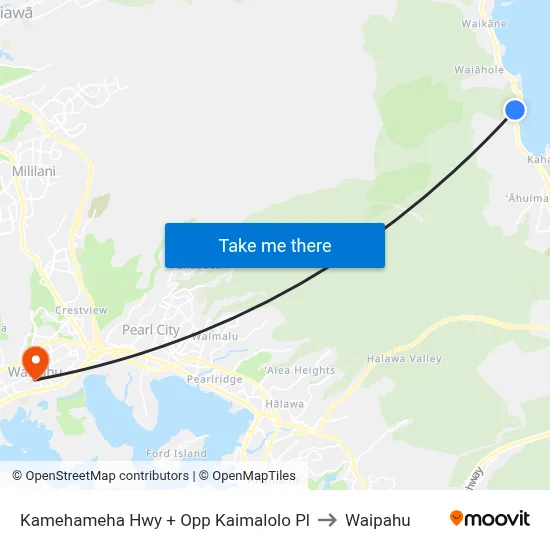 Kamehameha Hwy + Opp Kaimalolo Pl to Waipahu map