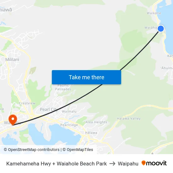 Kamehameha Hwy + Waiahole Beach Park to Waipahu map