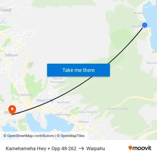 Kamehameha Hwy + Opp 48-262 to Waipahu map