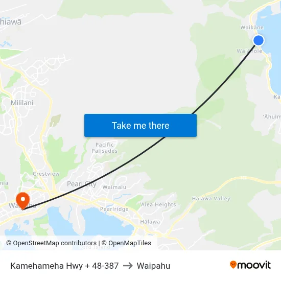 Kamehameha Hwy + 48-387 to Waipahu map