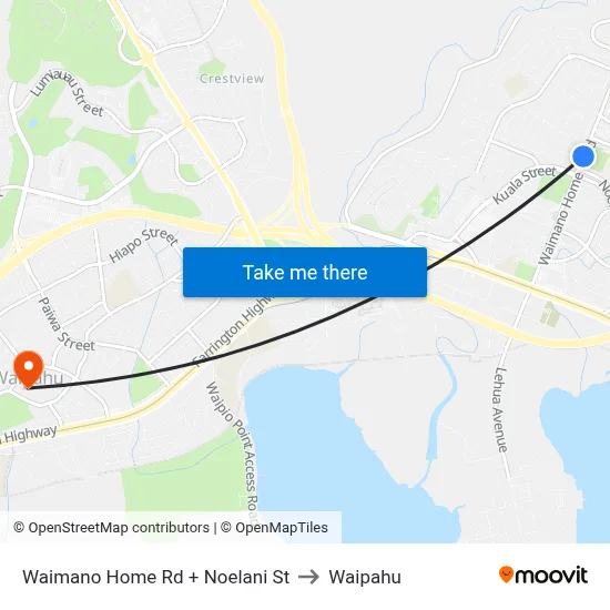 Waimano Home Rd + Noelani St to Waipahu map
