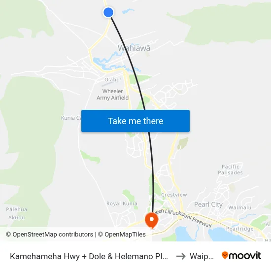 Kamehameha Hwy + Dole & Helemano Plantations to Waipahu map