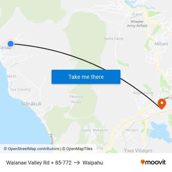 Waianae Valley Rd + 85-772 to Waipahu map