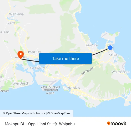 Mokapu Bl + Opp Ililani St to Waipahu map