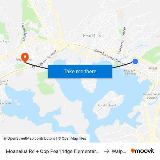 Moanalua Rd + Opp Pearlridge Elementary School to Waipahu map