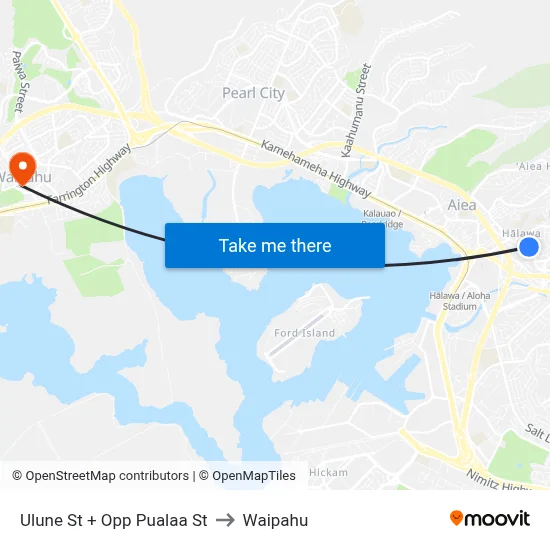 Ulune St + Opp Pualaa St to Waipahu map
