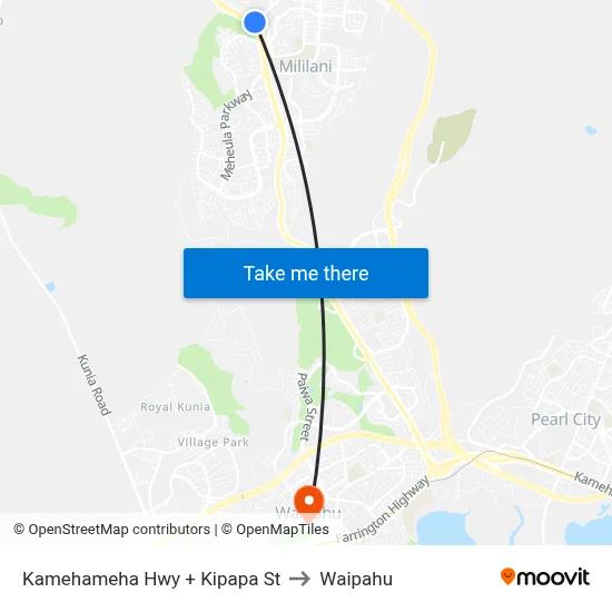 Kamehameha Hwy + Kipapa St to Waipahu map