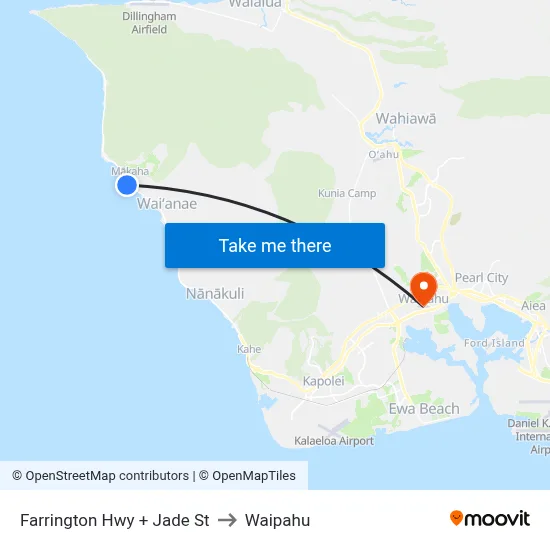 Farrington Hwy + Jade St to Waipahu map