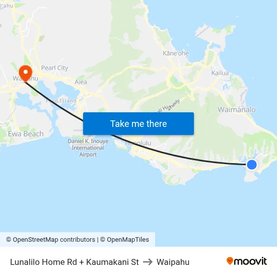 Lunalilo Home Rd + Kaumakani St to Waipahu map
