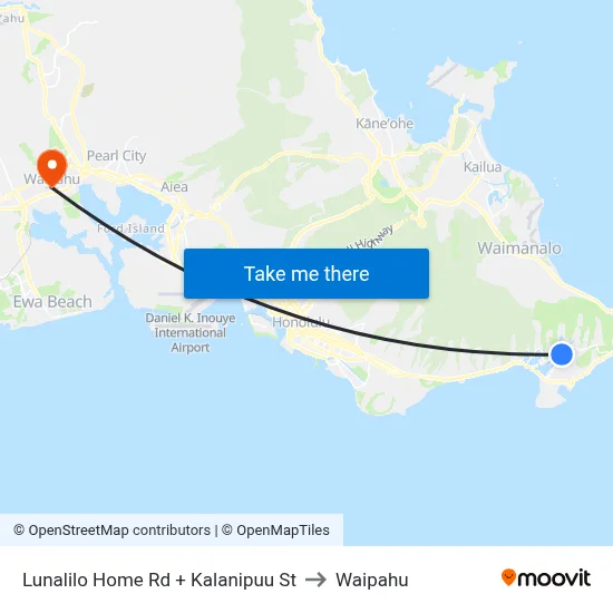 Lunalilo Home Rd + Kalanipuu St to Waipahu map