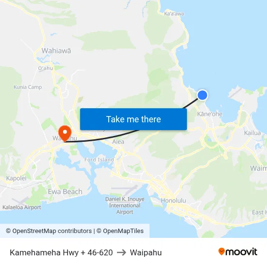 Kamehameha Hwy + 46-620 to Waipahu map