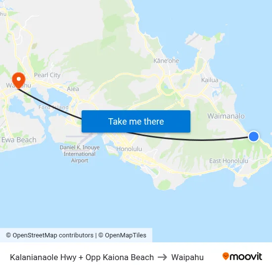 Kalanianaole Hwy + Opp Kaiona Beach to Waipahu map
