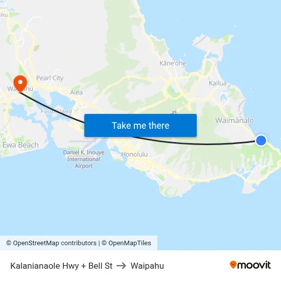Kalanianaole Hwy + Bell St to Waipahu map