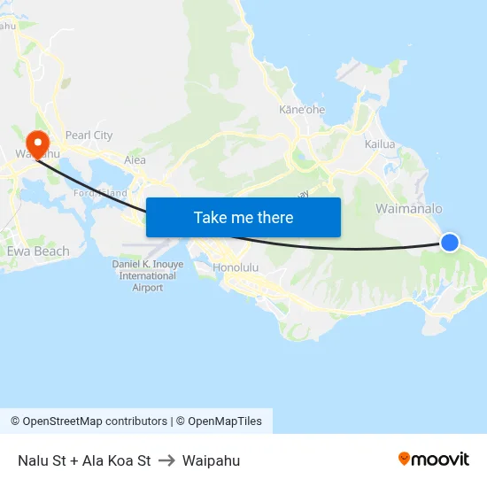 Nalu St + Ala Koa St to Waipahu map