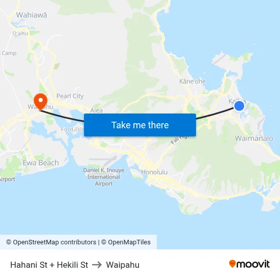 Hahani St + Hekili St to Waipahu map