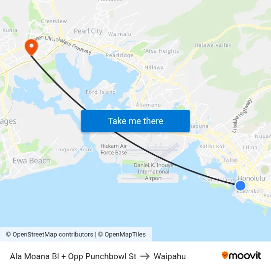 Ala Moana Bl + Opp Punchbowl St to Waipahu map