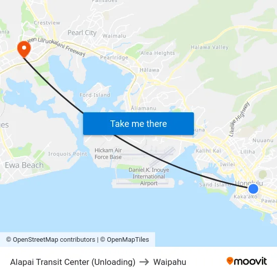 Alapai Transit Center (Unloading) to Waipahu map