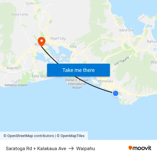 Saratoga Rd + Kalakaua Ave to Waipahu map