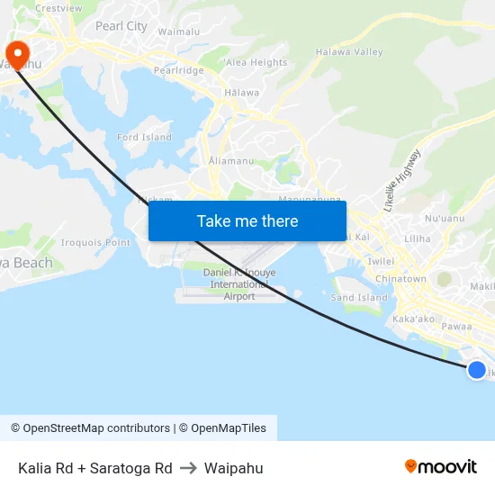 Kalia Rd + Saratoga Rd to Waipahu map