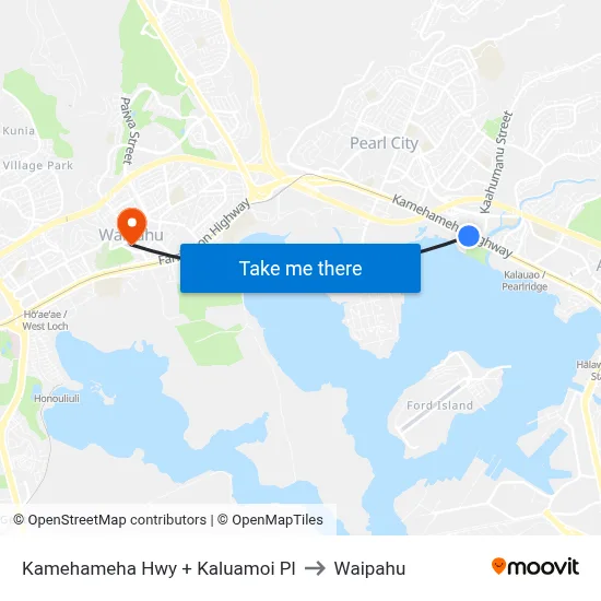 Kamehameha Hwy + Kaluamoi Pl to Waipahu map