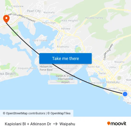 Kapiolani Bl + Atkinson Dr to Waipahu map