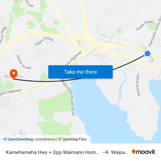 Kamehameha Hwy + Opp Waimano Home Rd to Waipahu map