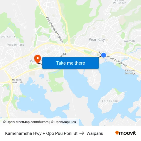 Kamehameha Hwy + Opp Puu Poni St to Waipahu map
