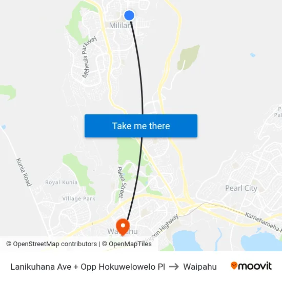 Lanikuhana Ave + Opp Hokuwelowelo Pl to Waipahu map