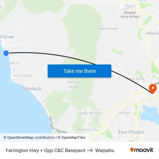 Farrington Hwy + Opp C&C Baseyard to Waipahu map