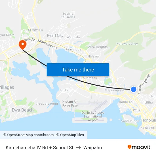 Kamehameha IV Rd + School St to Waipahu map