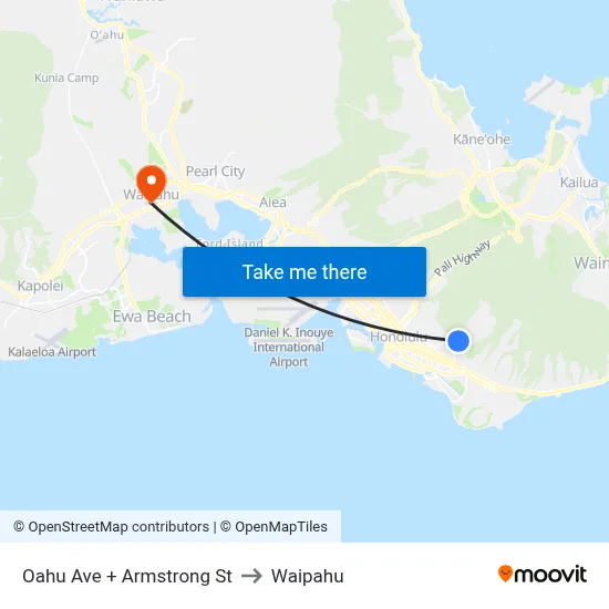 Oahu Ave + Armstrong St to Waipahu map