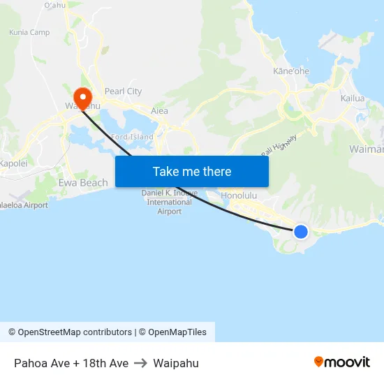 Pahoa Ave + 18th Ave to Waipahu map