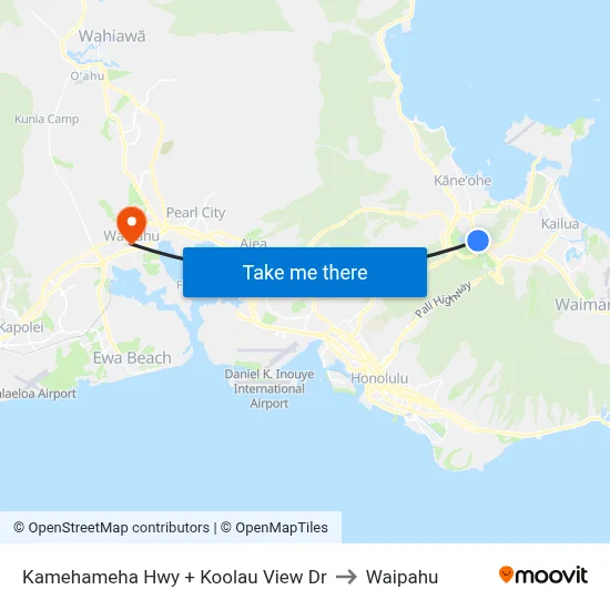 Kamehameha Hwy + Koolau View Dr to Waipahu map