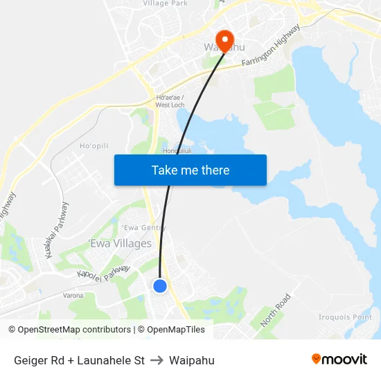 Geiger Rd + Launahele St to Waipahu map