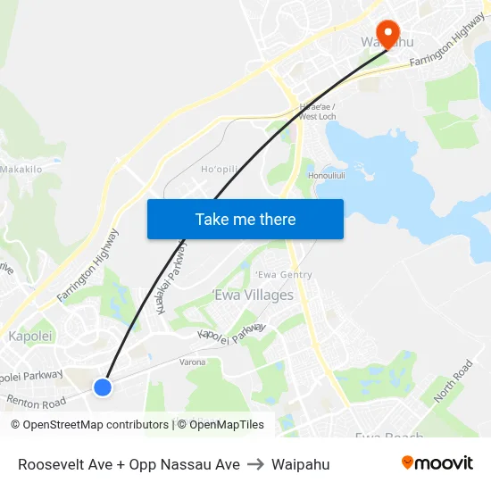 Roosevelt Ave + Opp Nassau Ave to Waipahu map