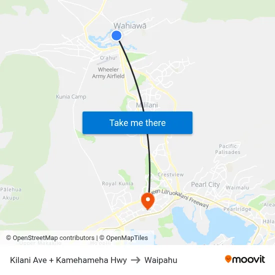 Kilani Ave + Kamehameha Hwy to Waipahu map