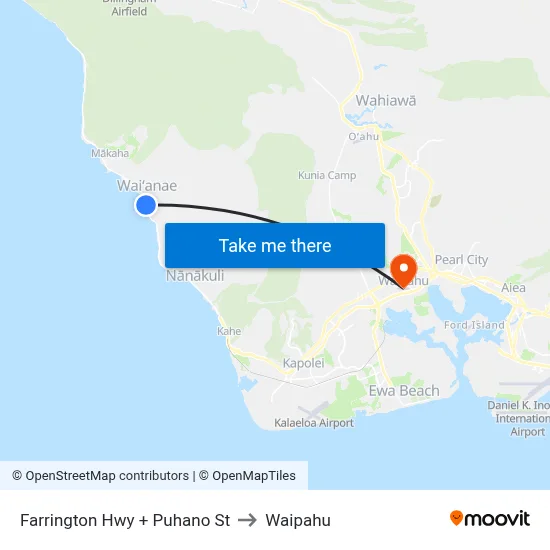 Farrington Hwy + Puhano St to Waipahu map