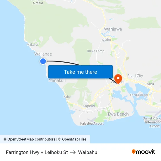 Farrington Hwy + Leihoku St to Waipahu map