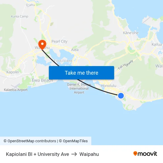 Kapiolani Bl + University Ave to Waipahu map